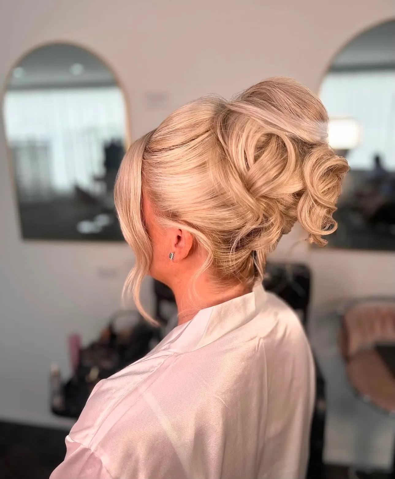 Textured blonde bridal updo