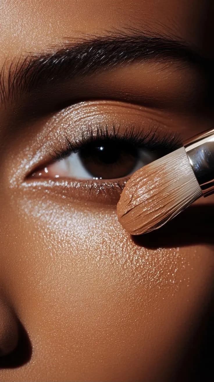 Close-up of eyeshadow applied with a brush